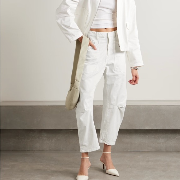 Nili Lotan white Shon tapered barrel ankle trouser pants - size 10 (Medium) - Picture 1 of 8